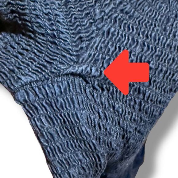 Blue Rain Denim Jumper Womens Blue Ellison Smocked Chambray Pantsuit Size S - Picture 12 of 12